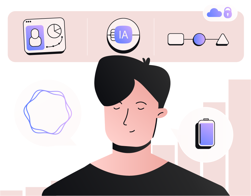 Illustration expliquant la sérénité des dirigeants avec un système d'information réfléchi avec Tizy. Fini les fichiers Excel à rallonge et la charge mentale des dirigeants et manager qui est au bord de l’implosion !